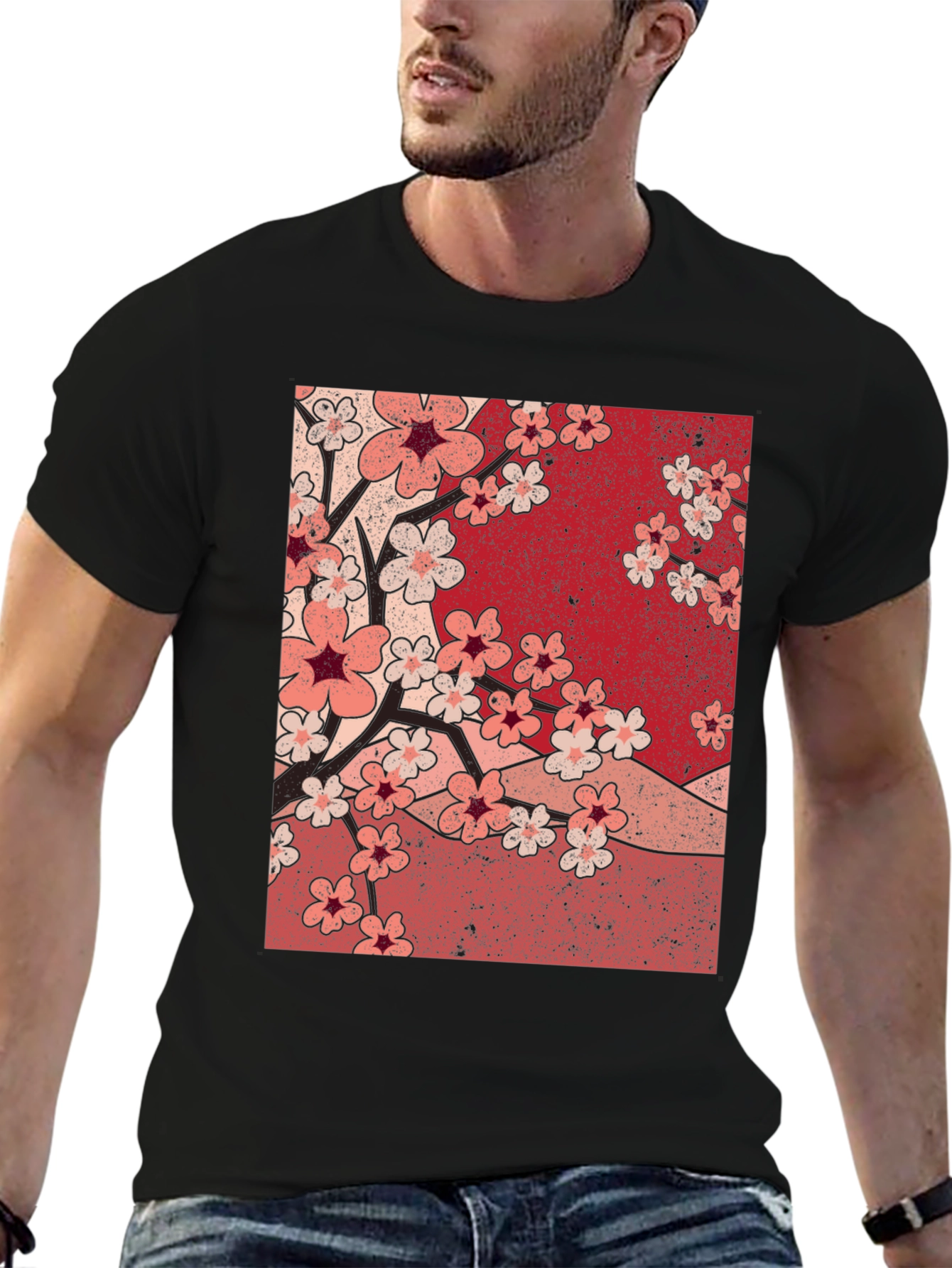 Cherry Blossom Graphic Tee - Black
