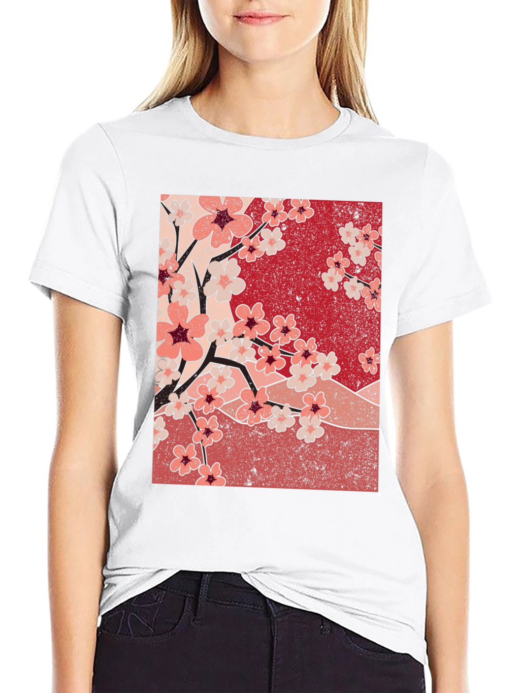 Cherry Blossom Graphic Tee - Black