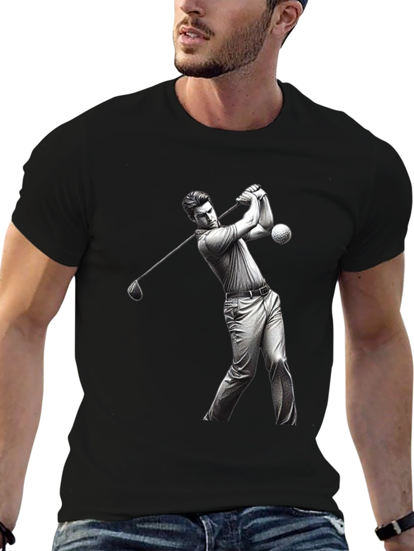 Golf Swing Graphic Tee - Black T-Shirt