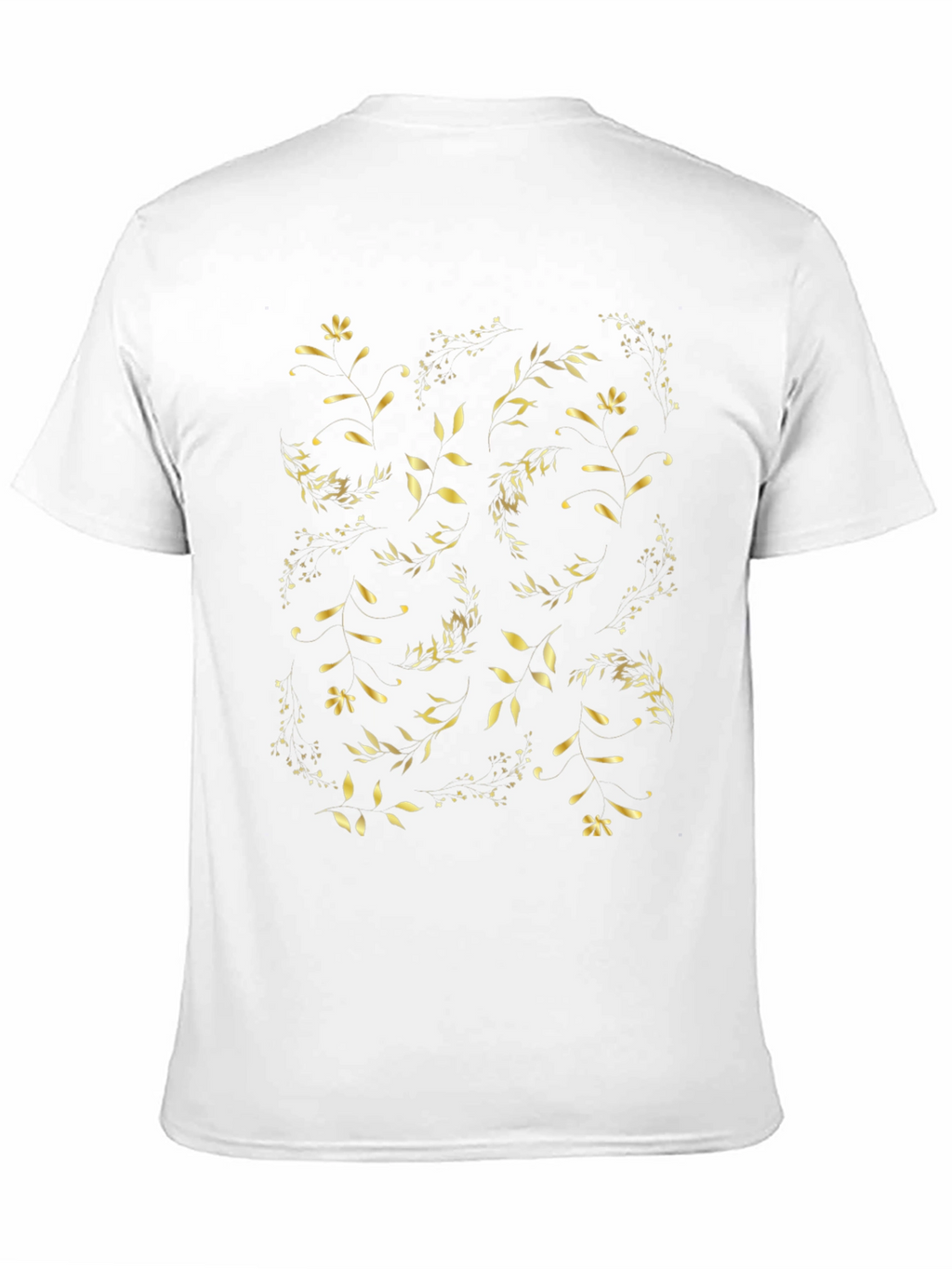 Golden Floral Print Black T-Shirt