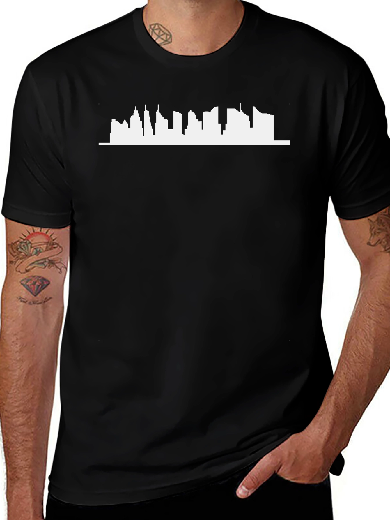City Skyline Graphic Tee - Modern Black T-Shirt