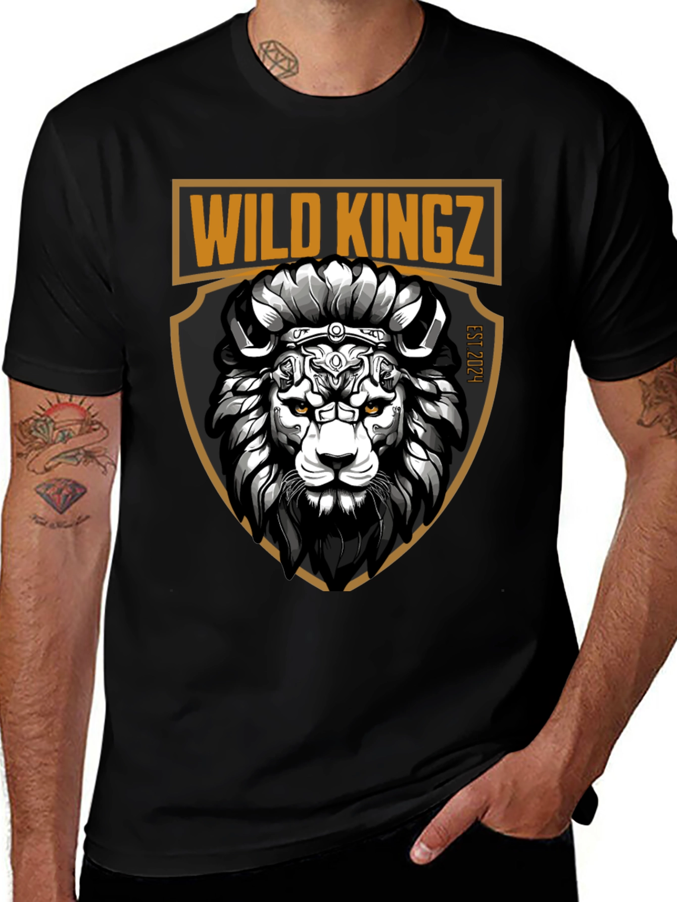 Wild Kingz Lion Graphic Tee - Black