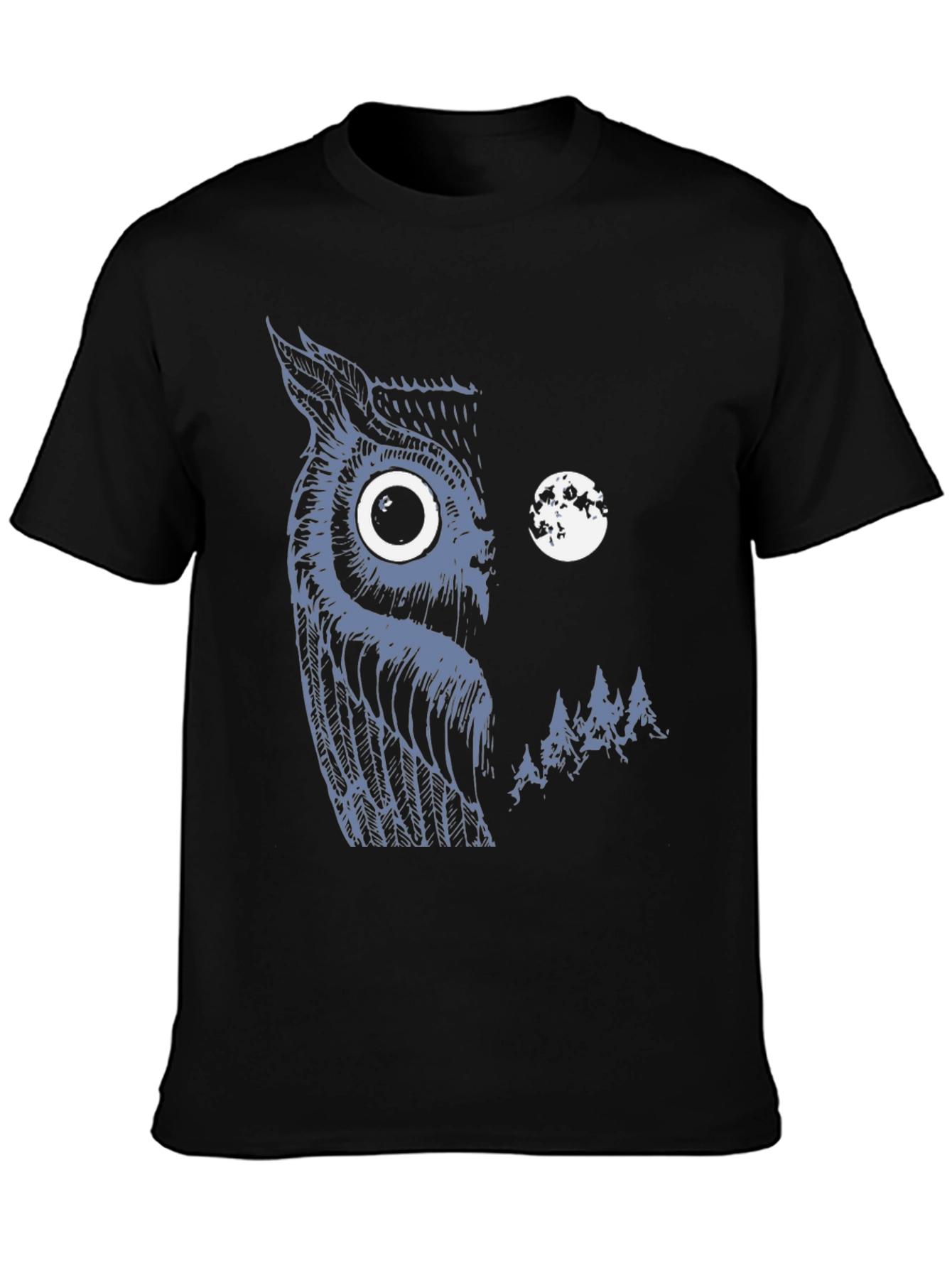 Owl & Moon Graphic Black T-Shirt
