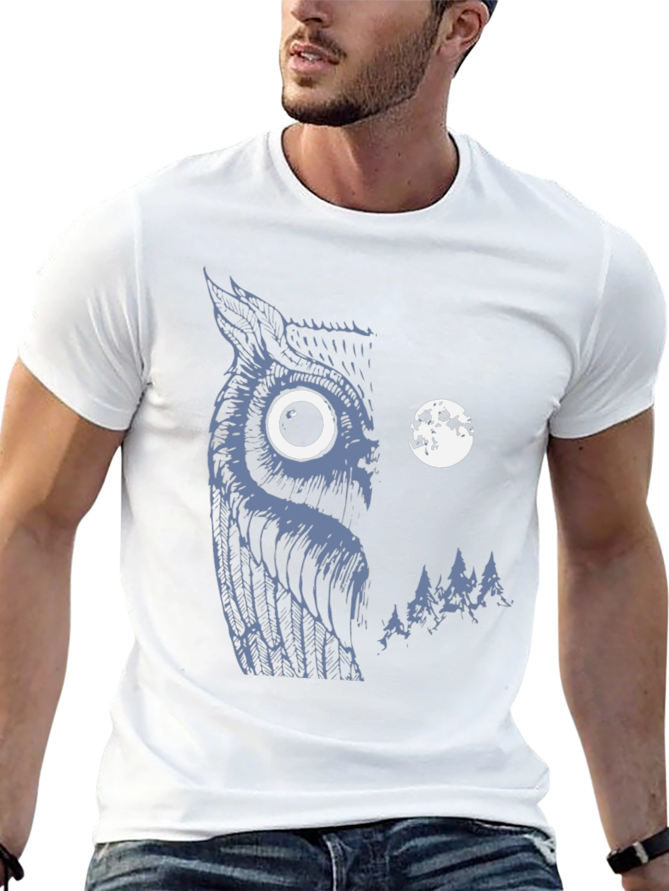 Owl & Moon Graphic Black T-Shirt
