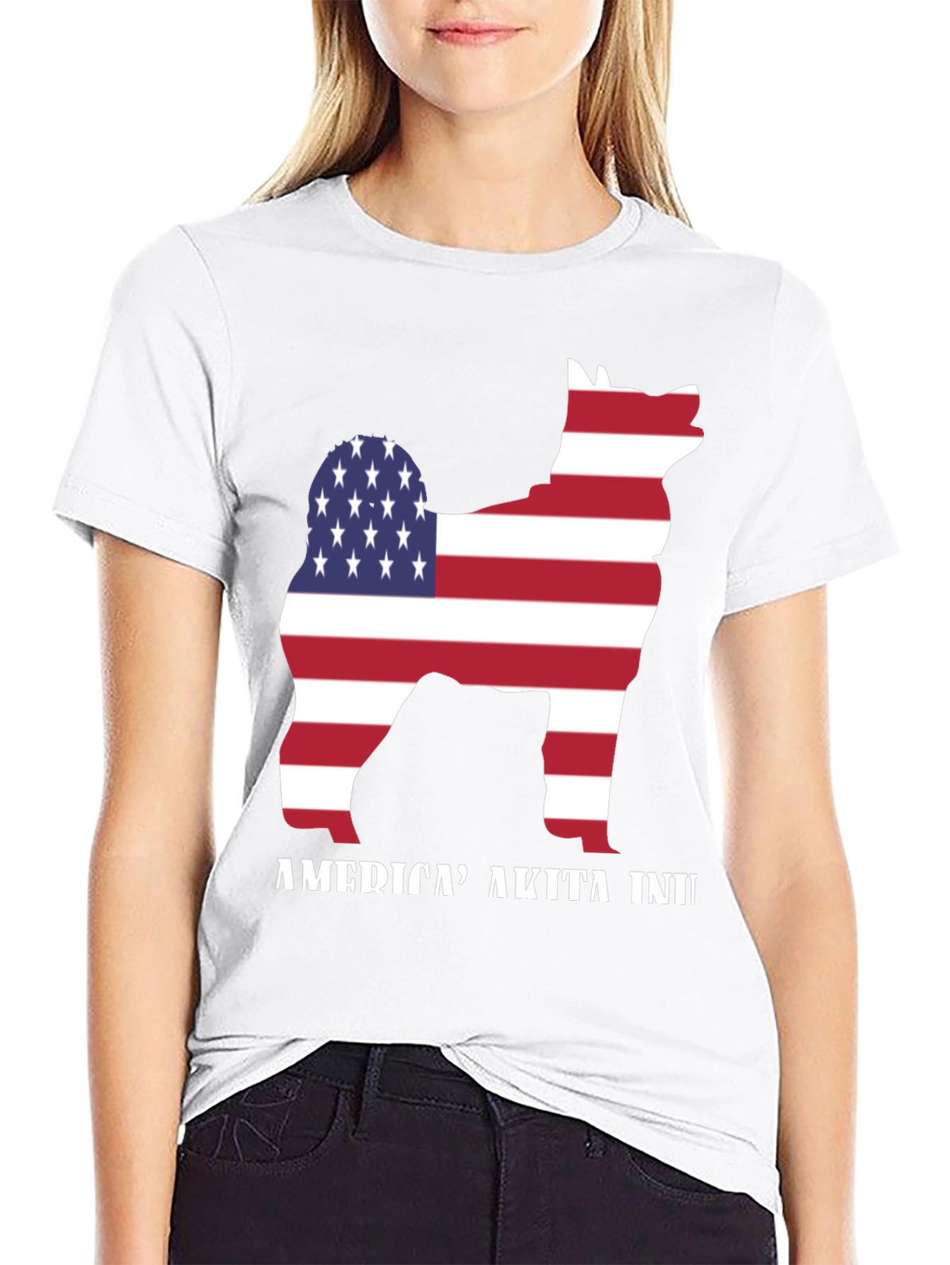 American Akita Inu T-Shirt - Patriotic Dog Tee