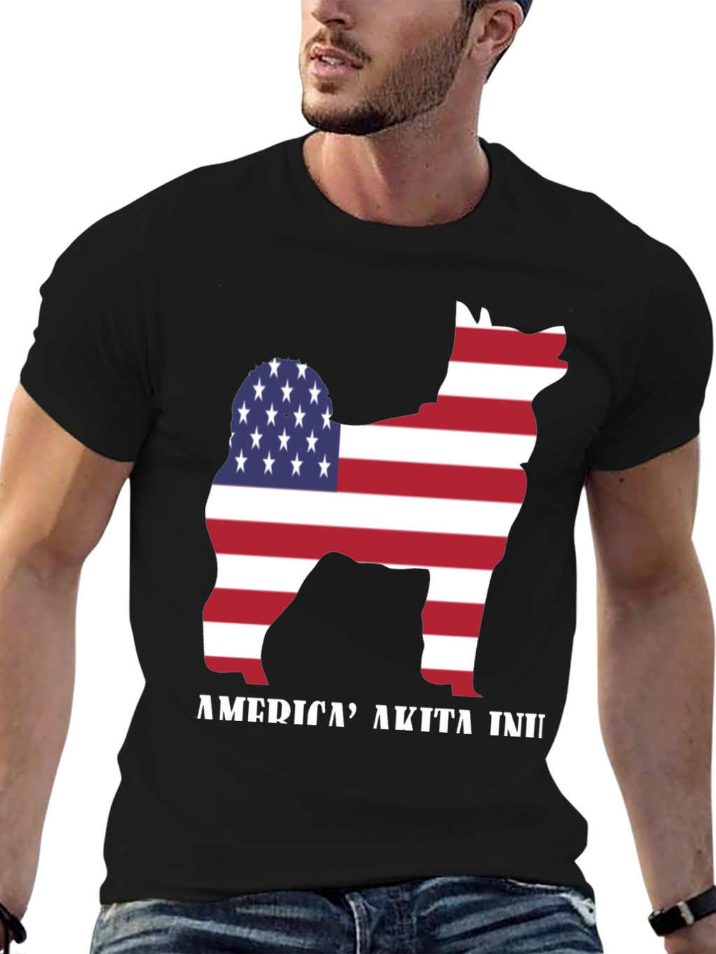 American Akita Inu T-Shirt - Patriotic Dog Tee