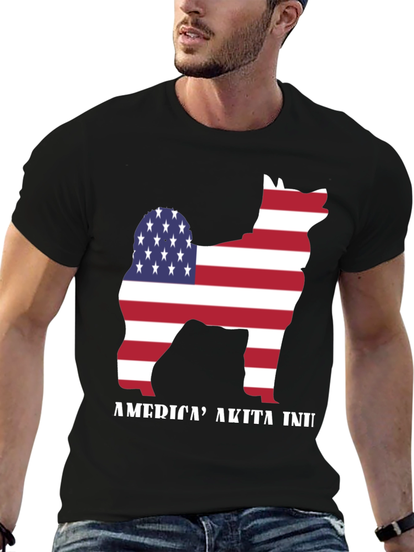 American Akita Inu T-Shirt - Patriotic Dog Tee