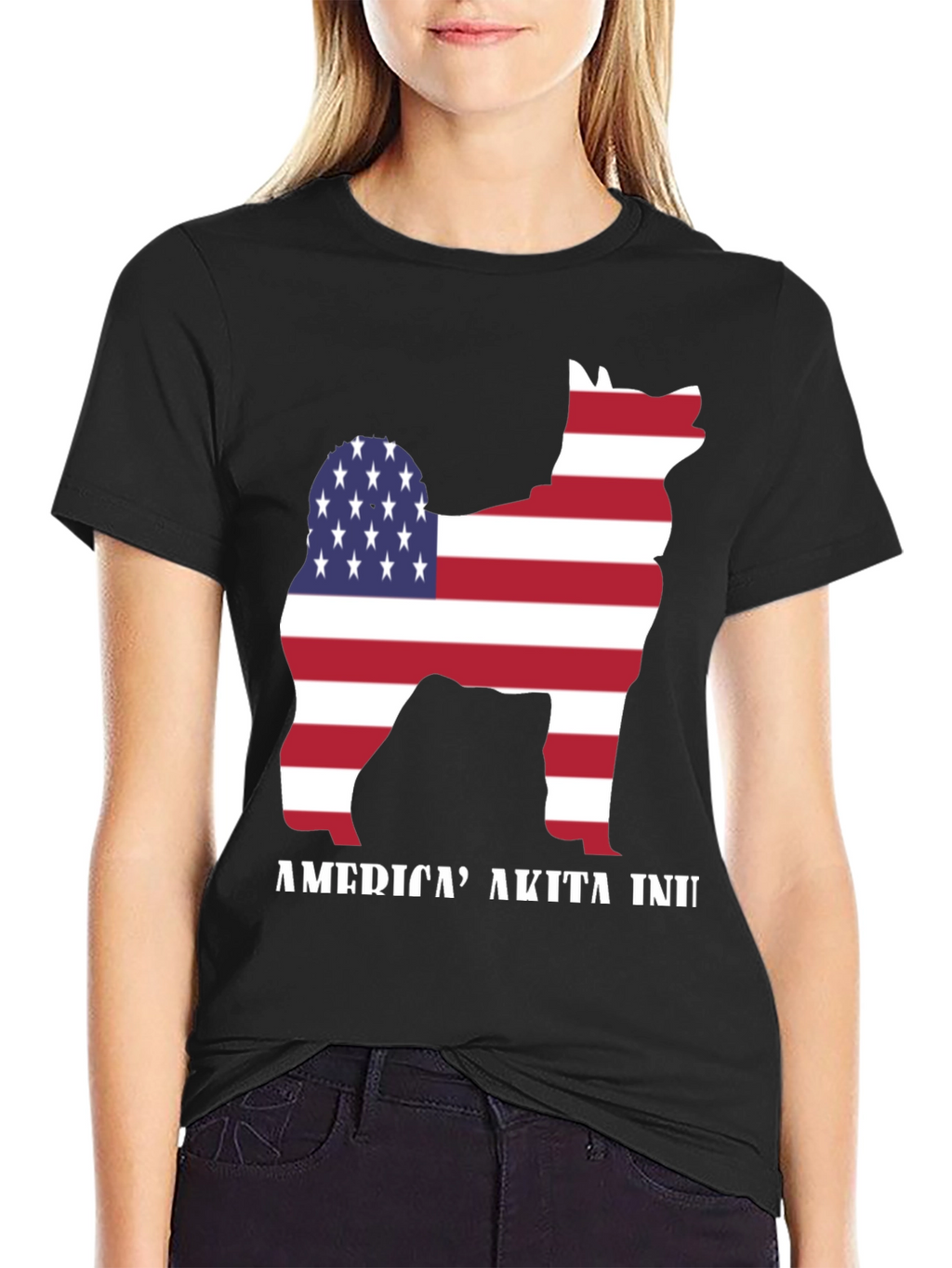 American Akita Inu T-Shirt - Patriotic Dog Tee