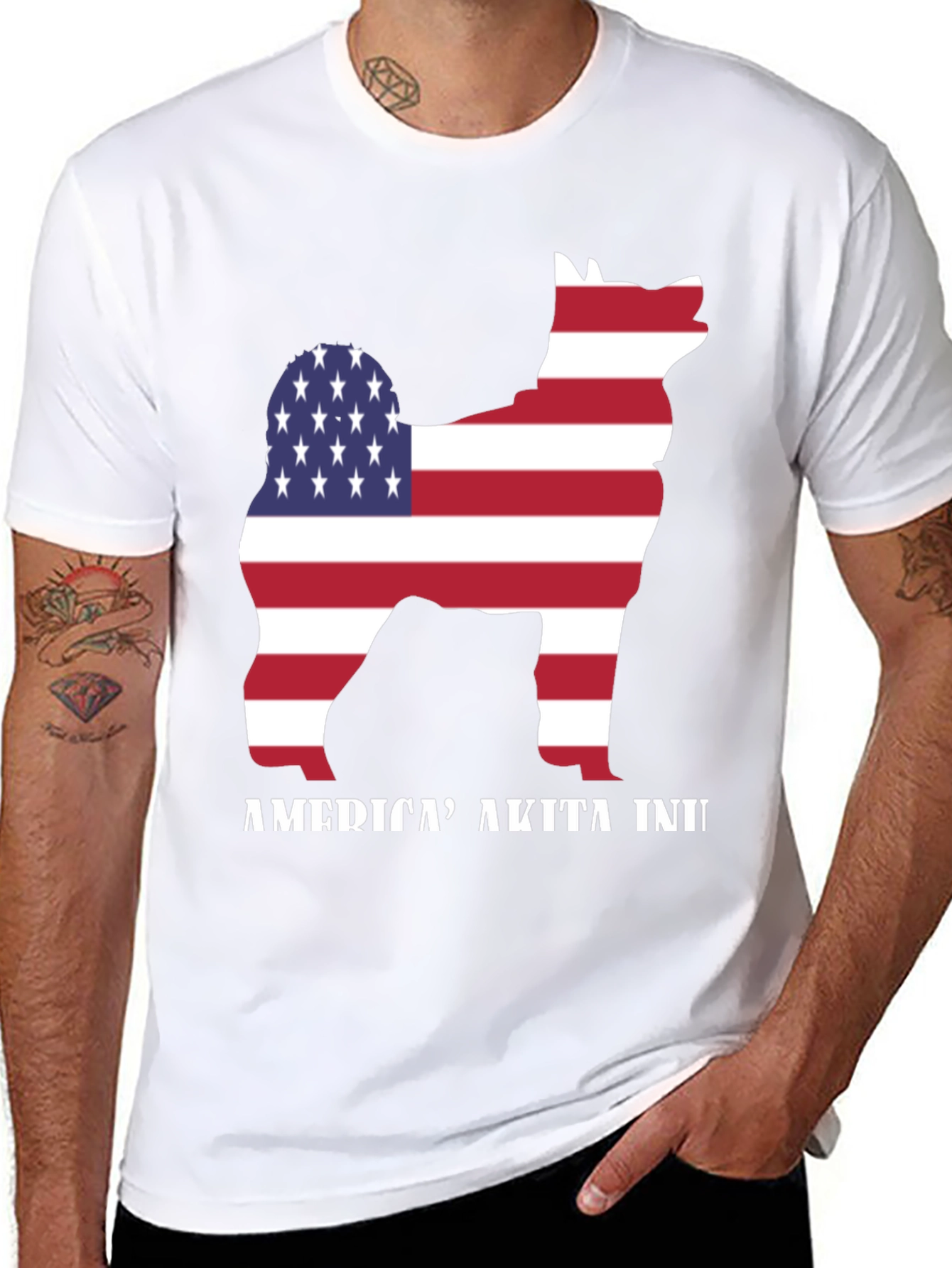 American Akita Inu T-Shirt - Patriotic Dog Tee