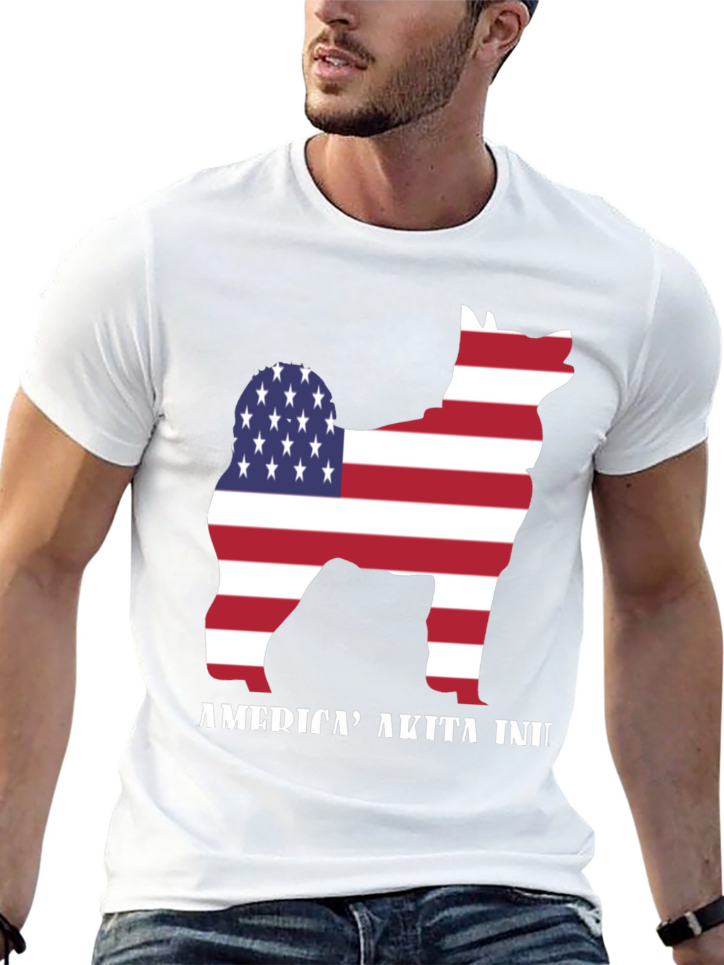 American Akita Inu T-Shirt - Patriotic Dog Tee
