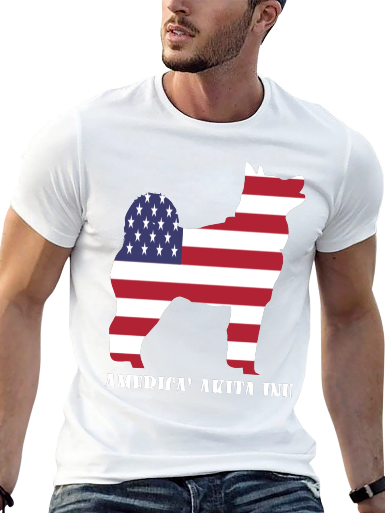 American Akita Inu T-Shirt - Patriotic Dog Tee