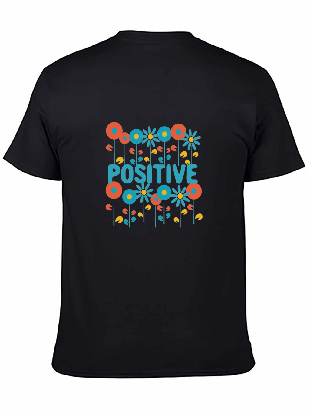 Positive Floral Graphic Tee - Black Cotton T-Shirt