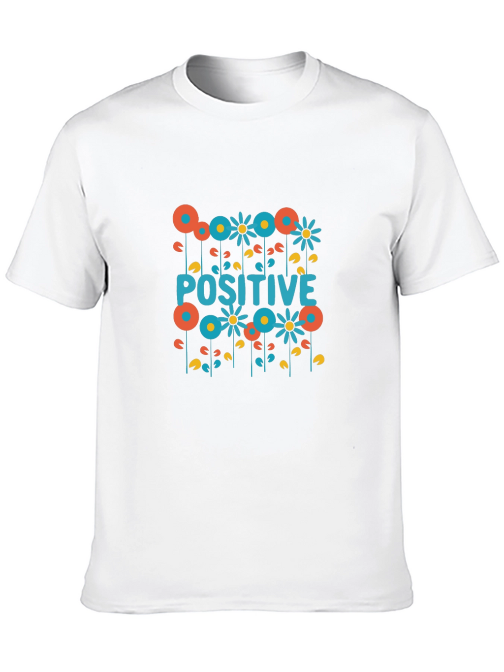 Positive Floral Graphic Tee - Black Cotton T-Shirt