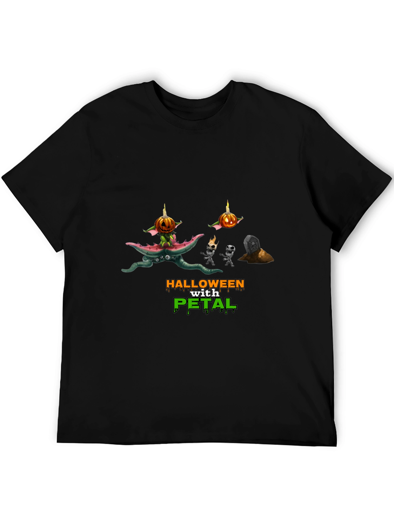 Halloween with Petal Black T-Shirt