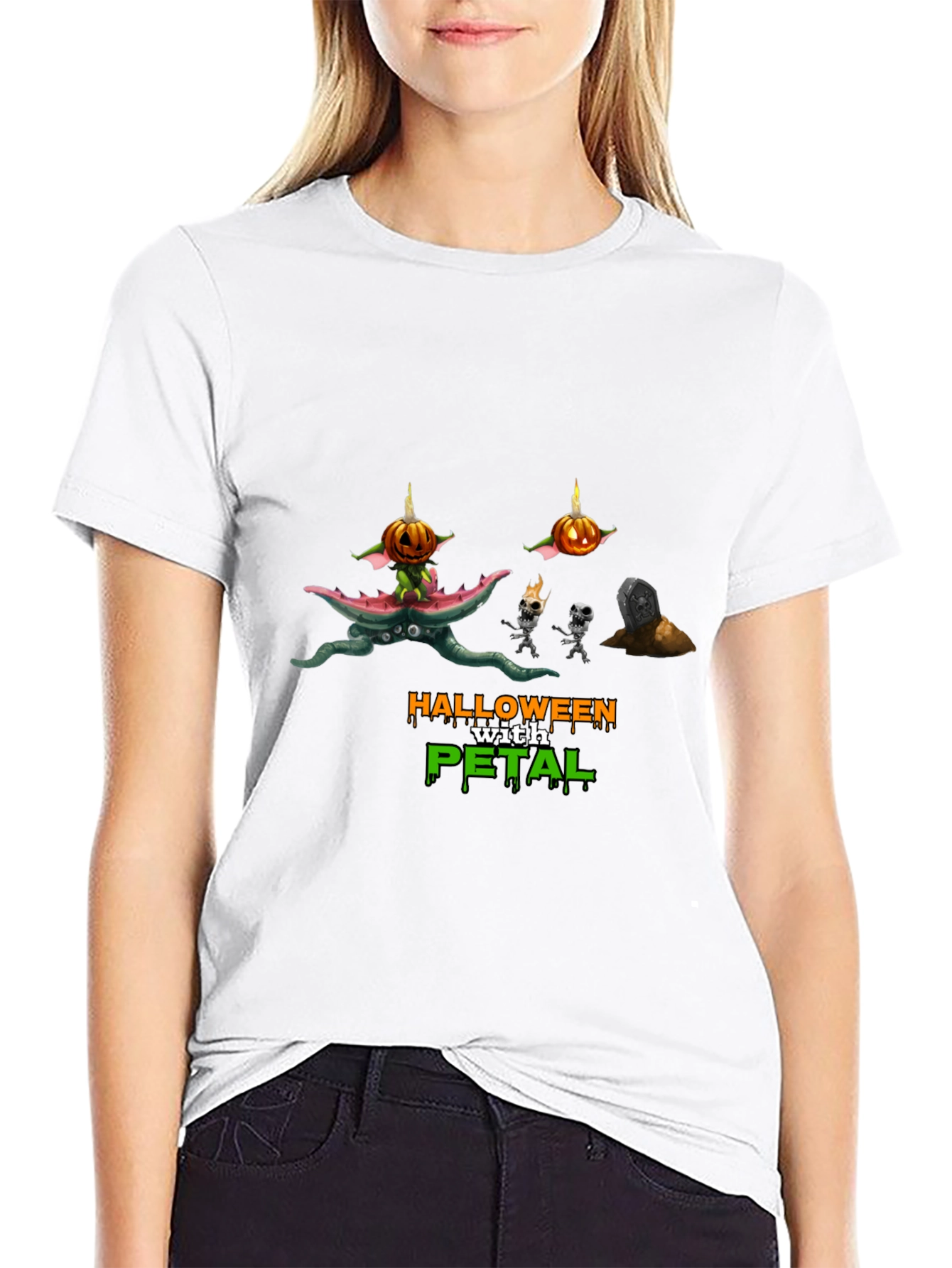 Halloween with Petal Black T-Shirt