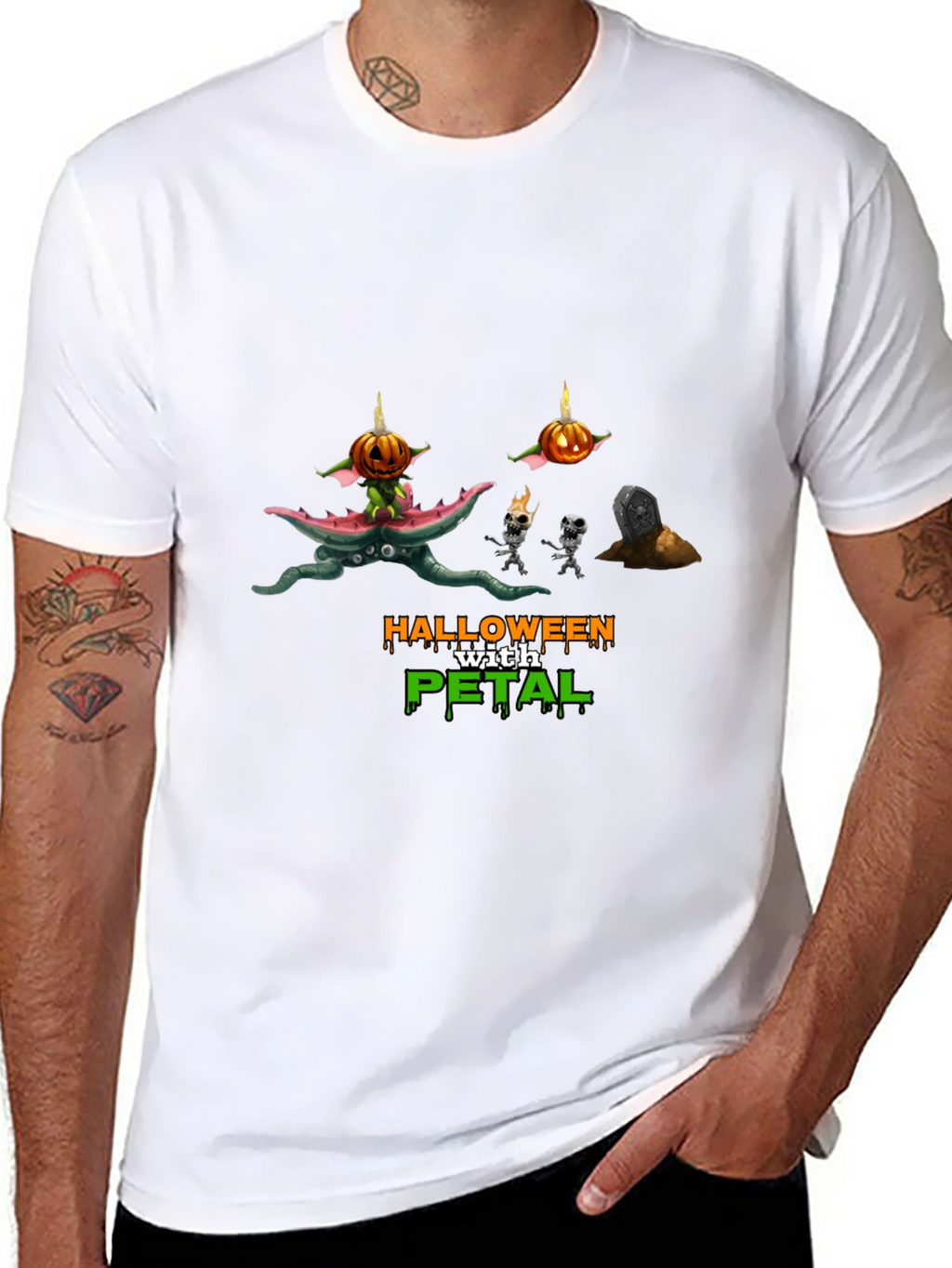 Halloween with Petal Black T-Shirt