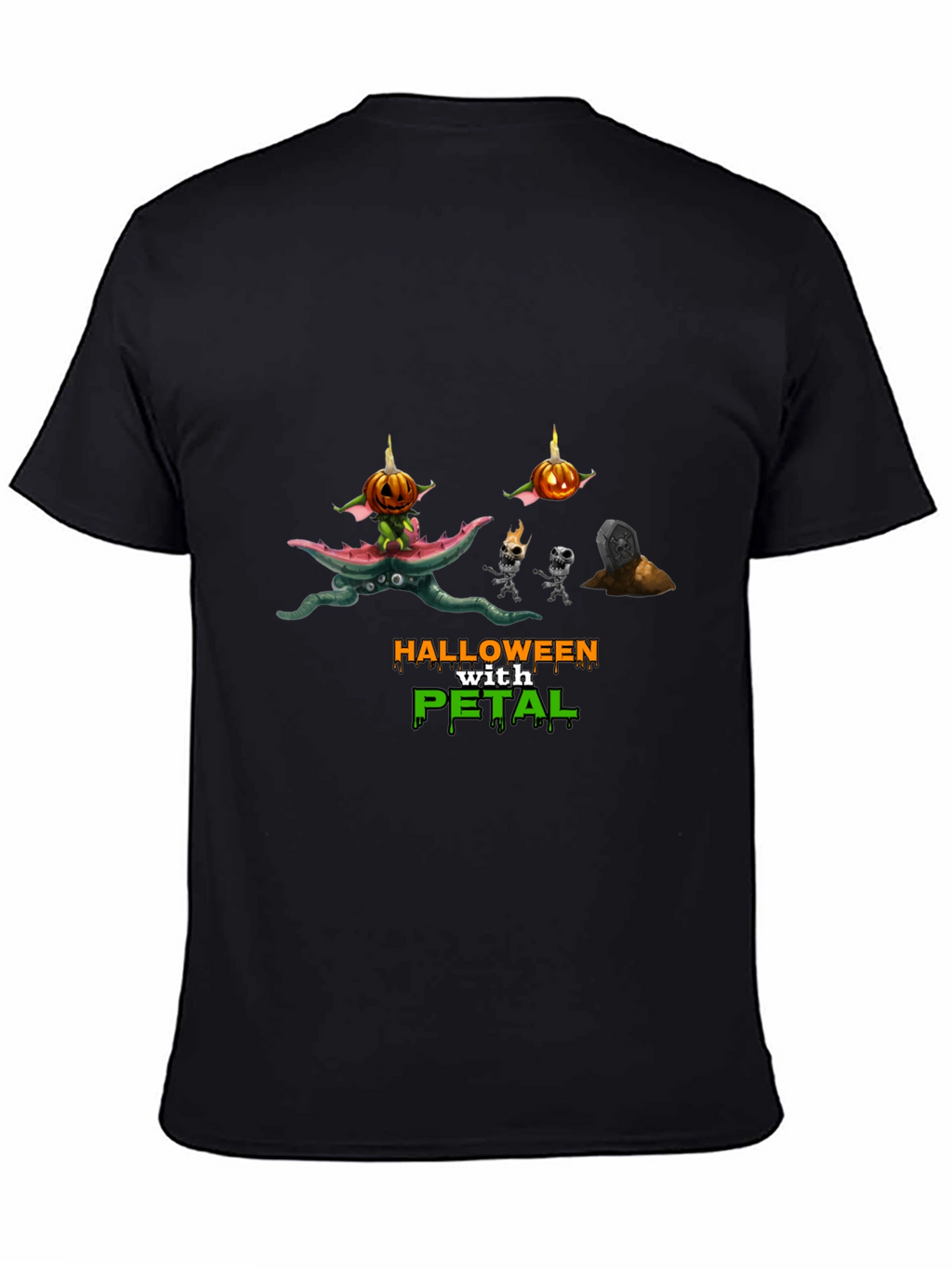 Halloween with Petal Black T-Shirt