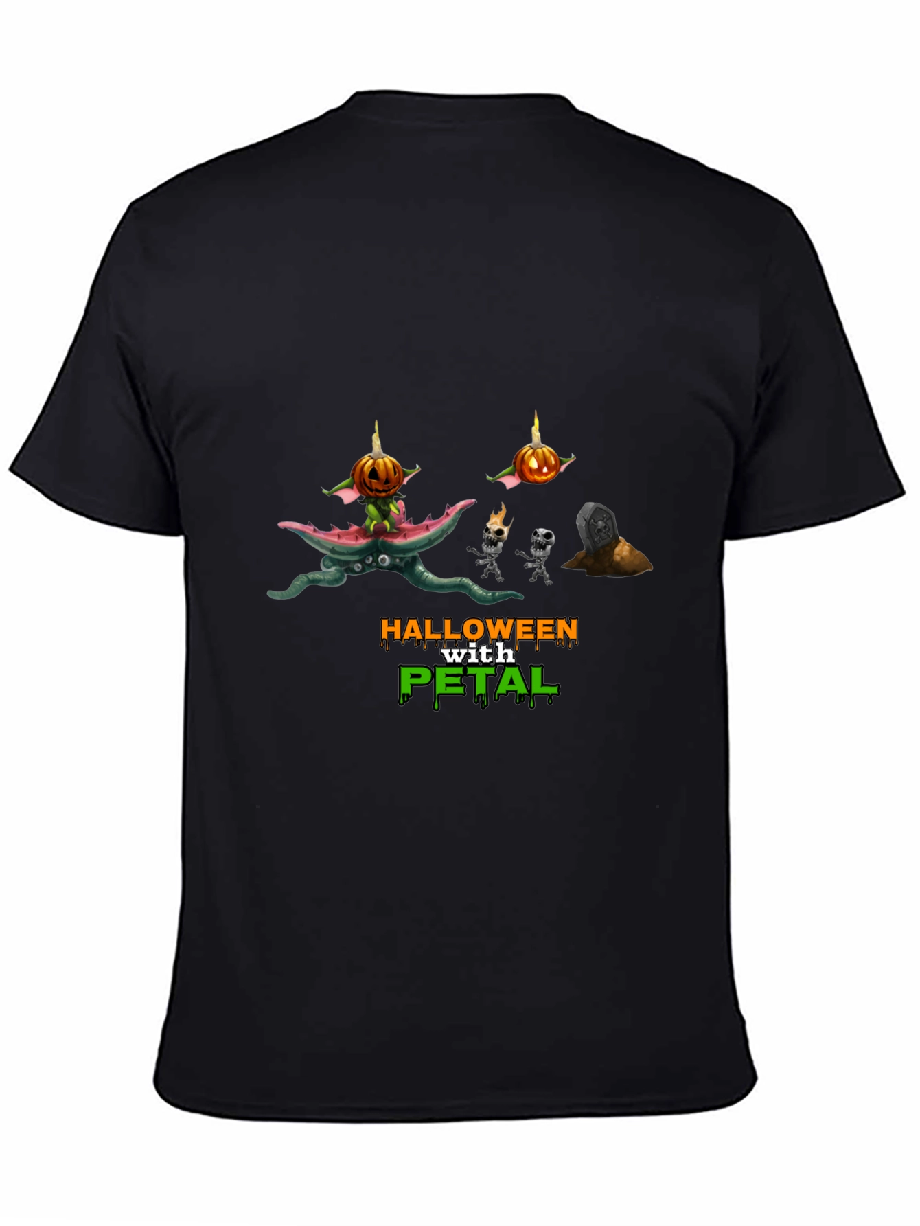 Halloween with Petal Black T-Shirt