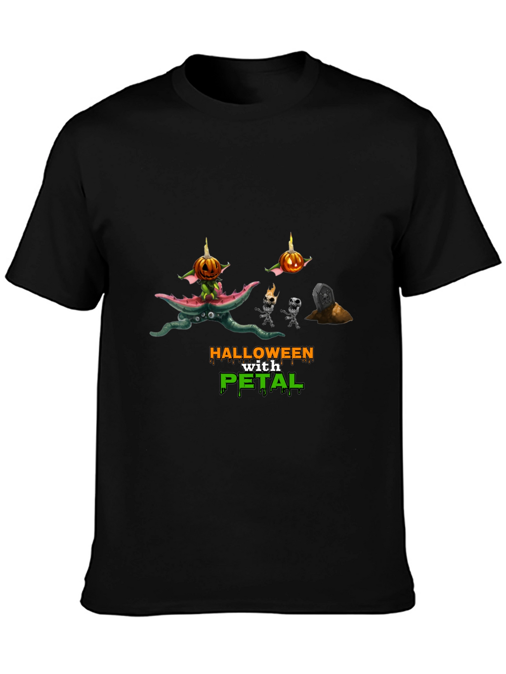 Halloween with Petal Black T-Shirt