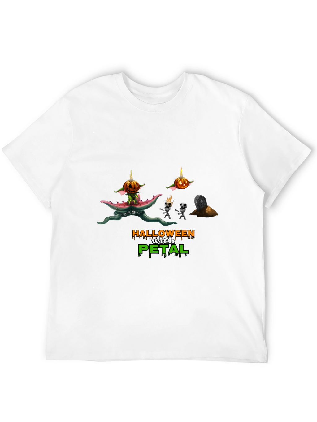 Halloween with Petal Black T-Shirt