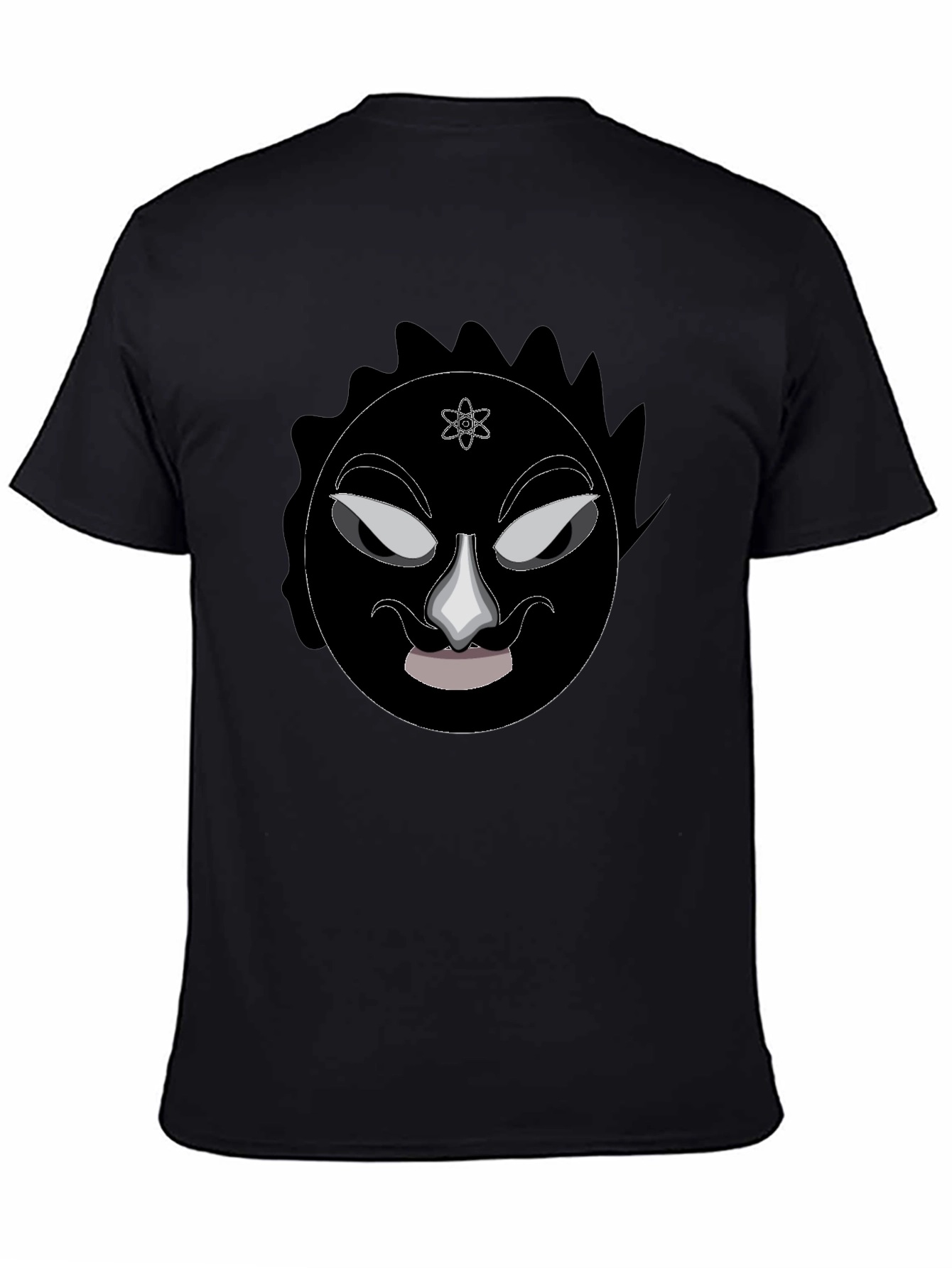 Graphic Black T-Shirt - Mysterious Face Design