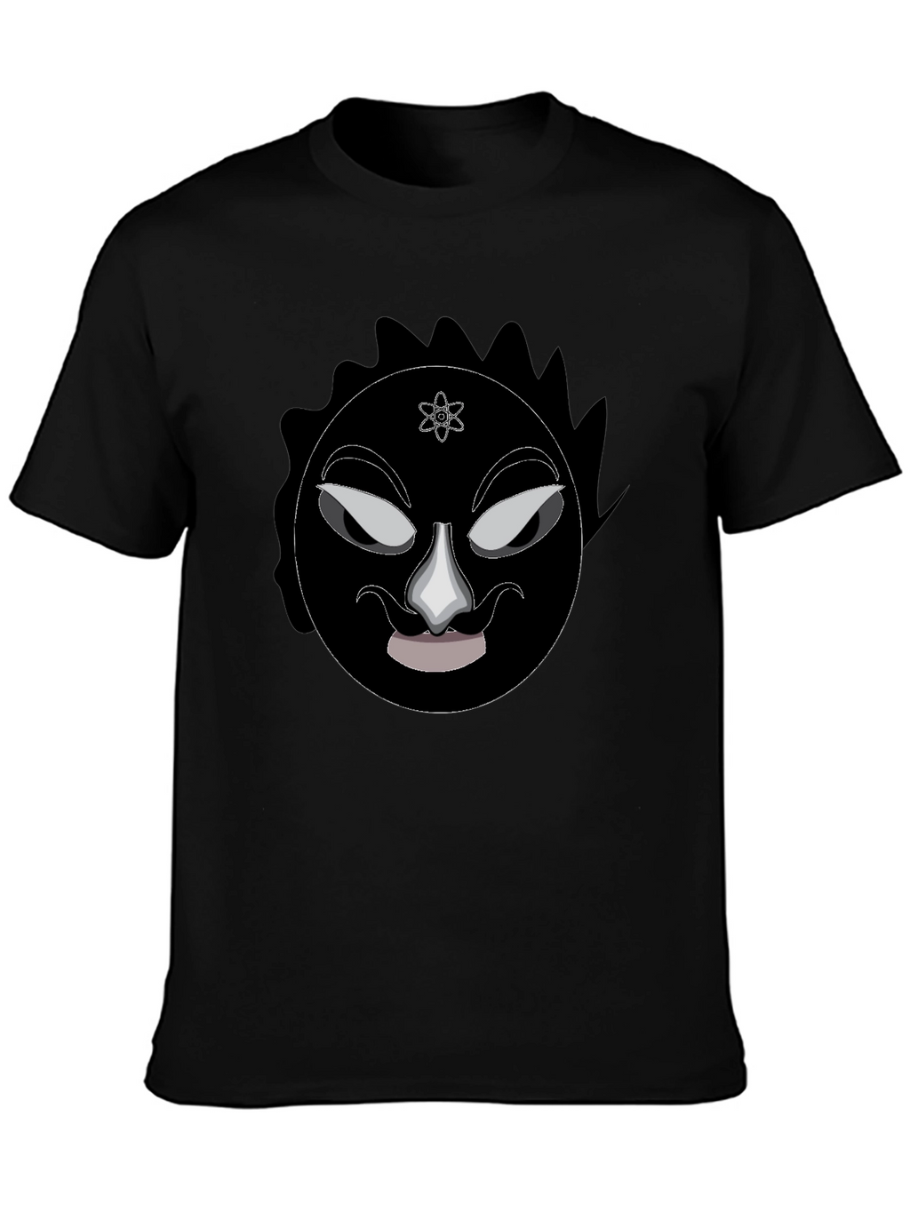 Graphic Black T-Shirt - Mysterious Face Design