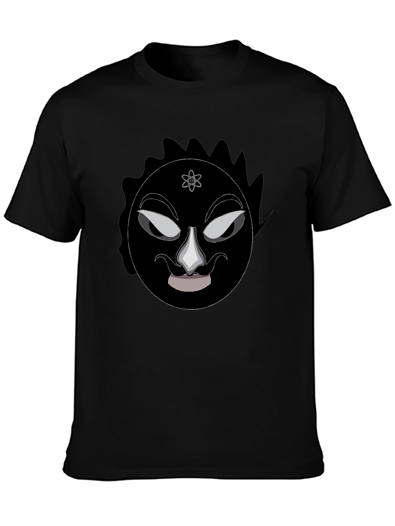 Graphic Black T-Shirt - Mysterious Face Design