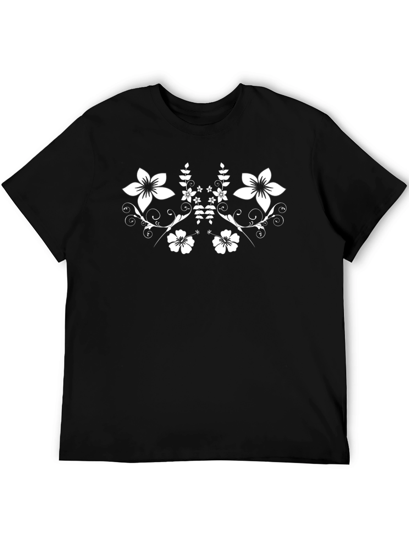 Black Floral Print Tee | Casual Comfort