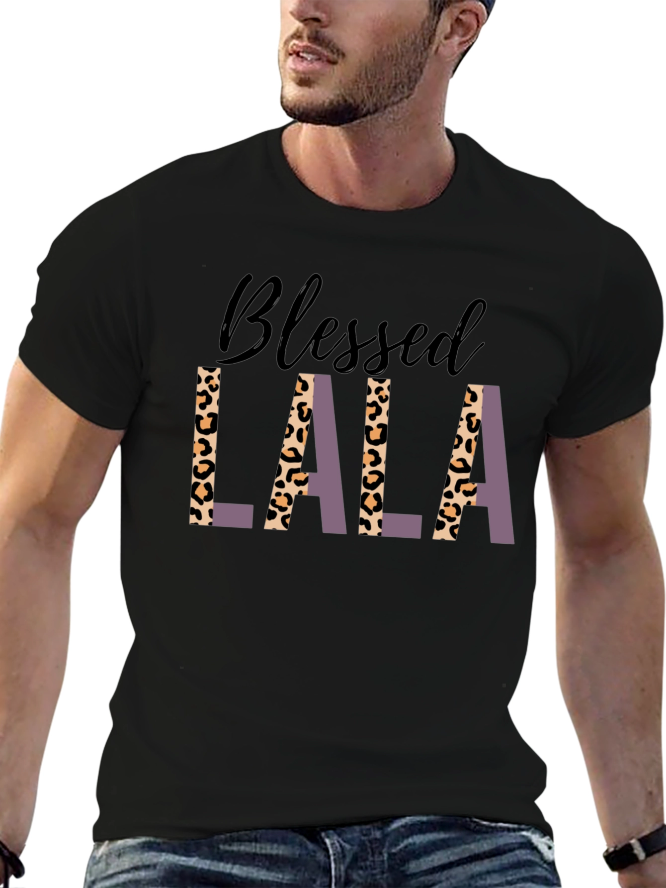 Blessed Lala Graphic Tee - Leopard Print