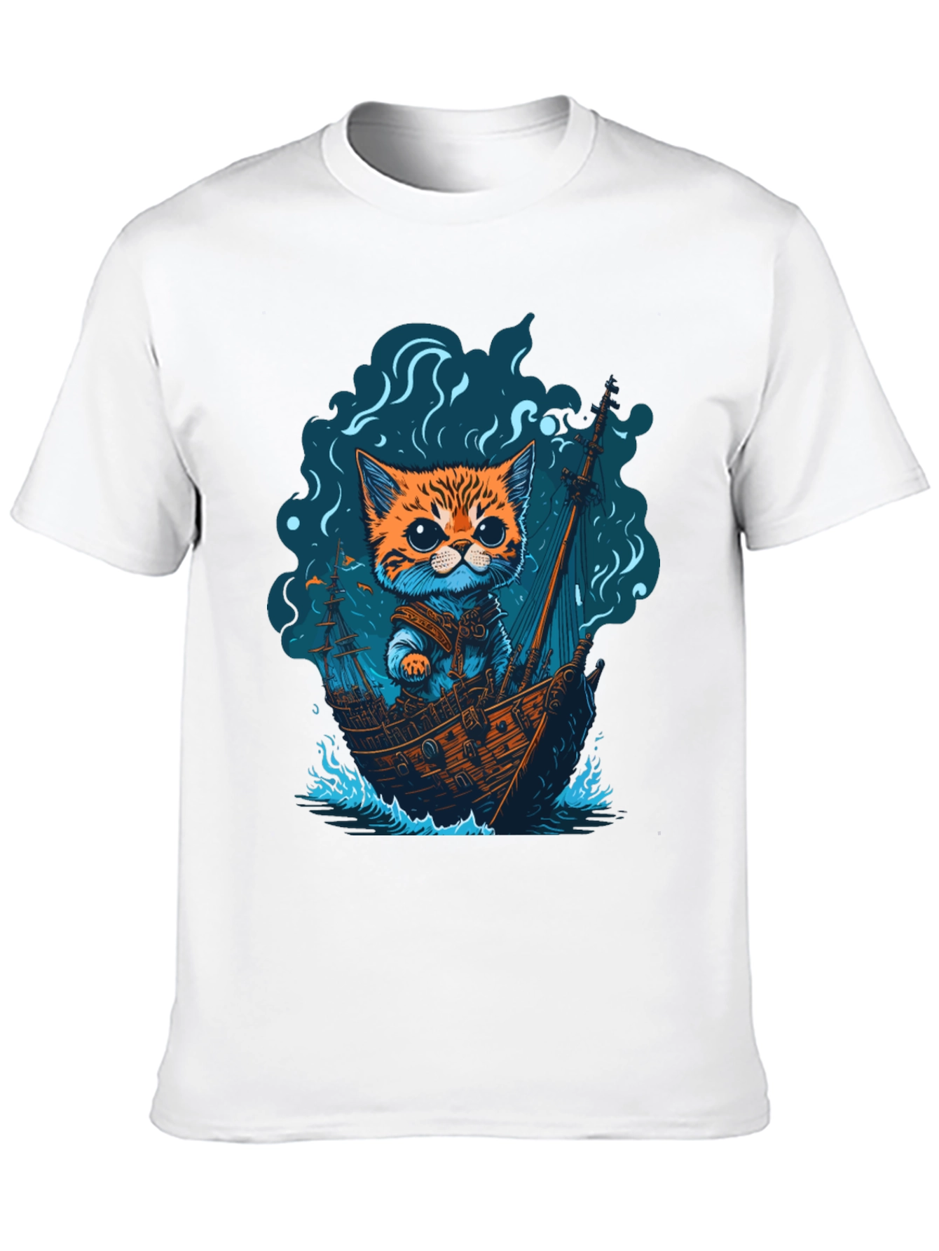 Cat Pirate Ship T-Shirt: Sea Adventure Tee