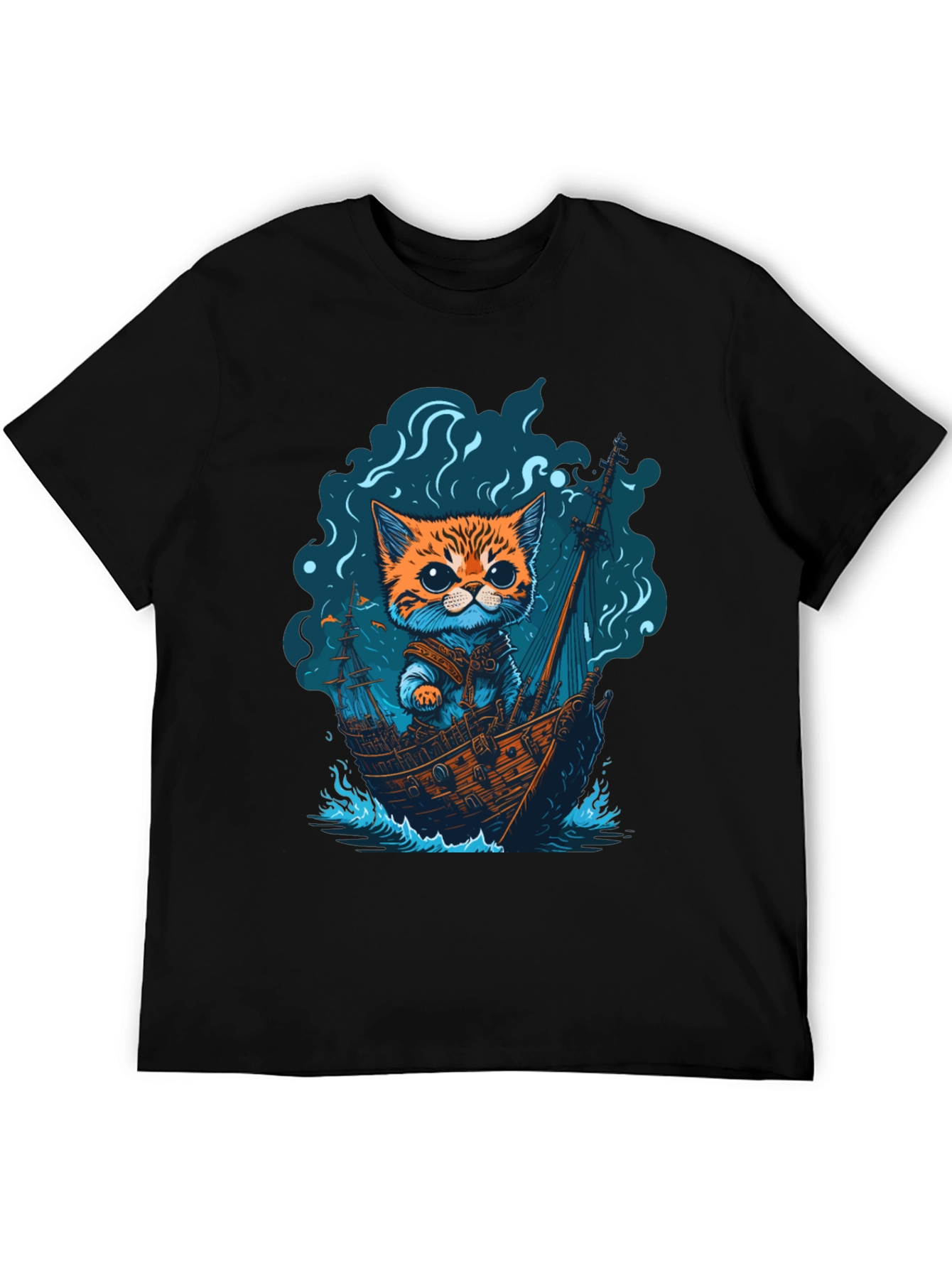 Cat Pirate Ship T-Shirt: Sea Adventure Tee