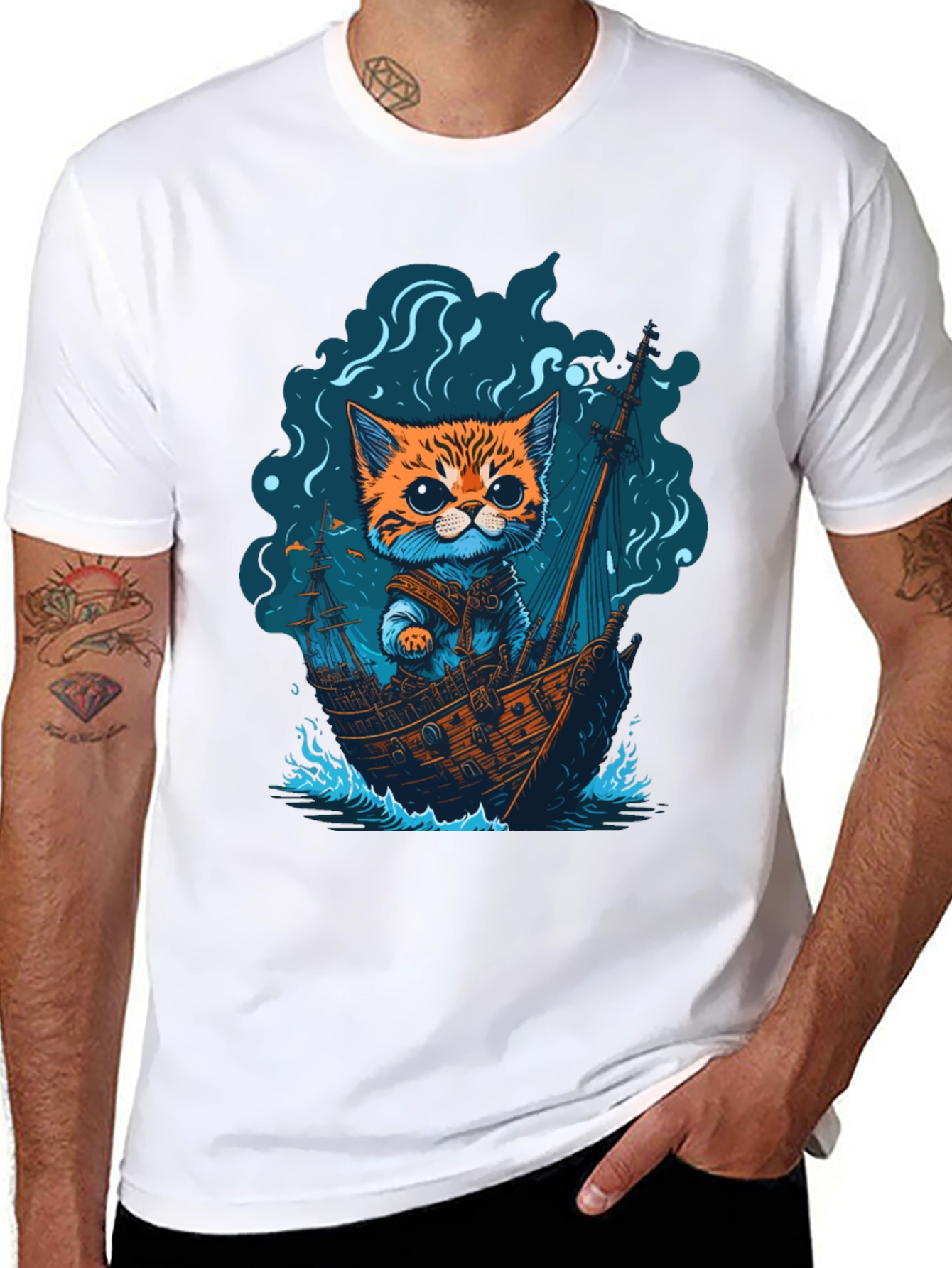 Cat Pirate Ship T-Shirt: Sea Adventure Tee