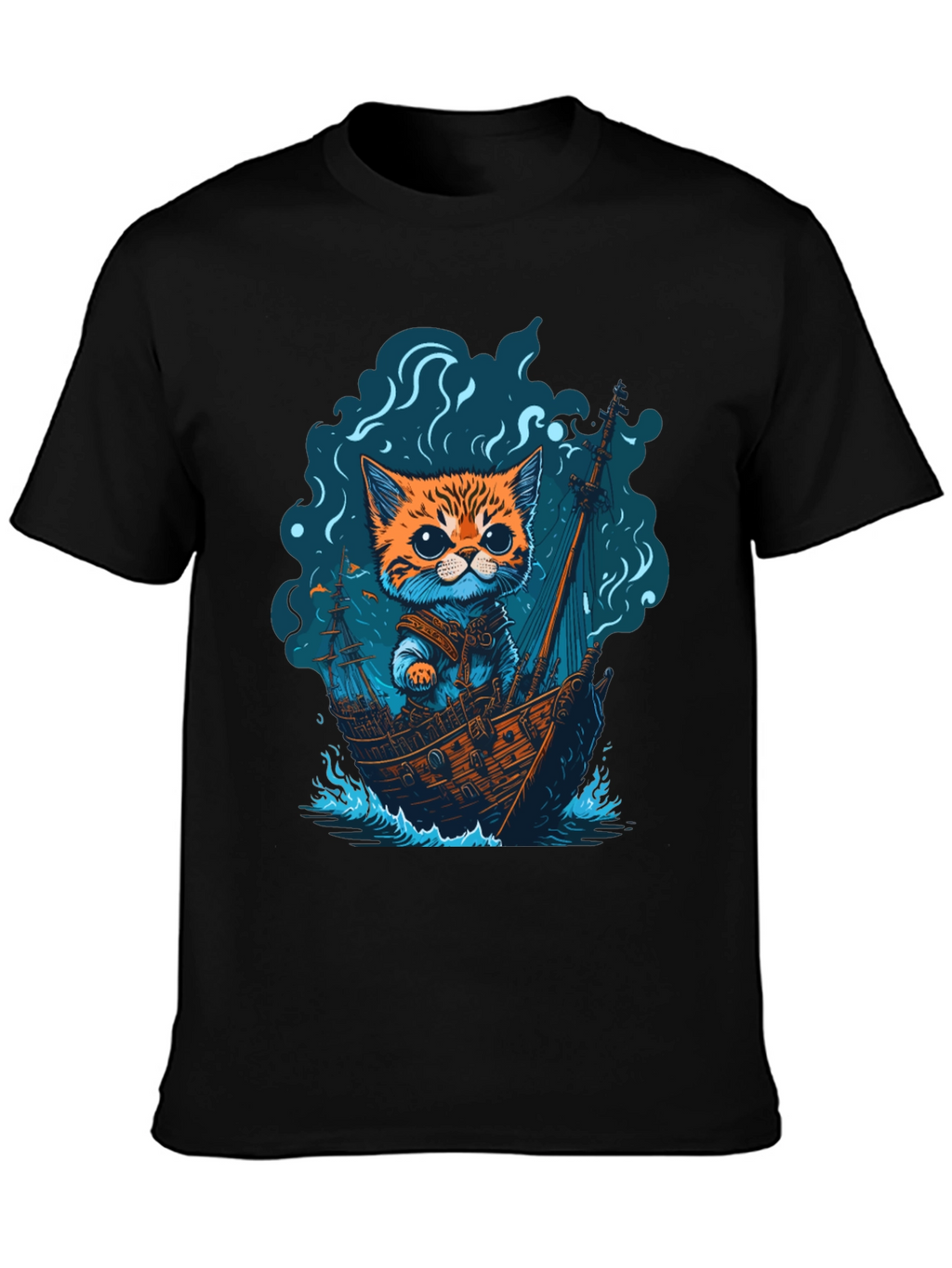 Cat Pirate Ship T-Shirt: Sea Adventure Tee