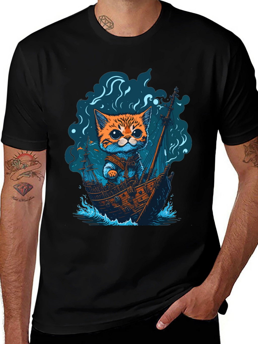 Cat Pirate Ship T-Shirt: Sea Adventure Tee