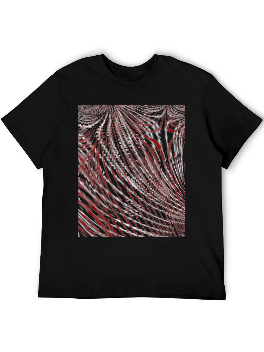 Abstract Red & White Swirl Graphic T-Shirt