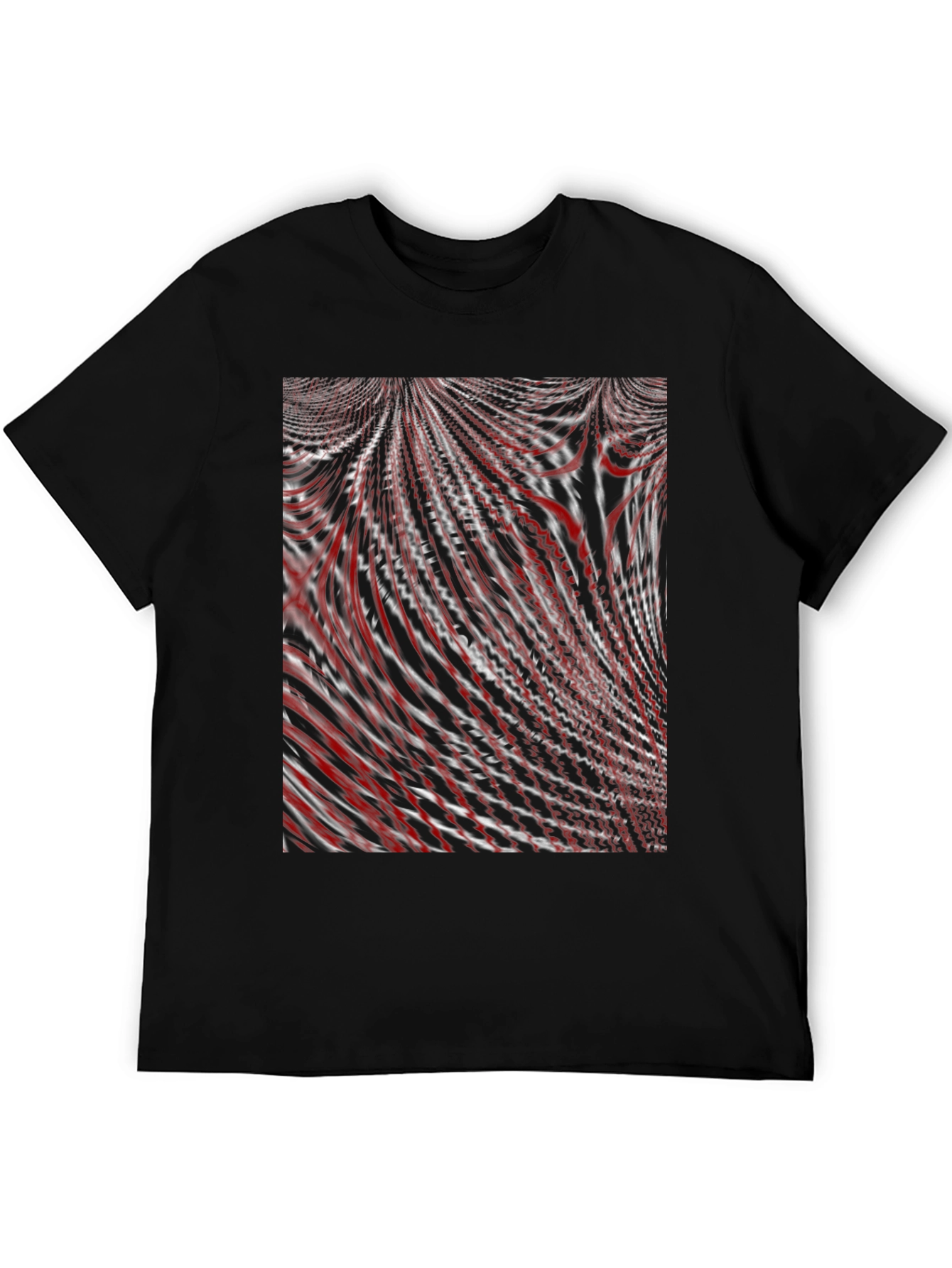 Abstract Red & White Swirl Graphic T-Shirt