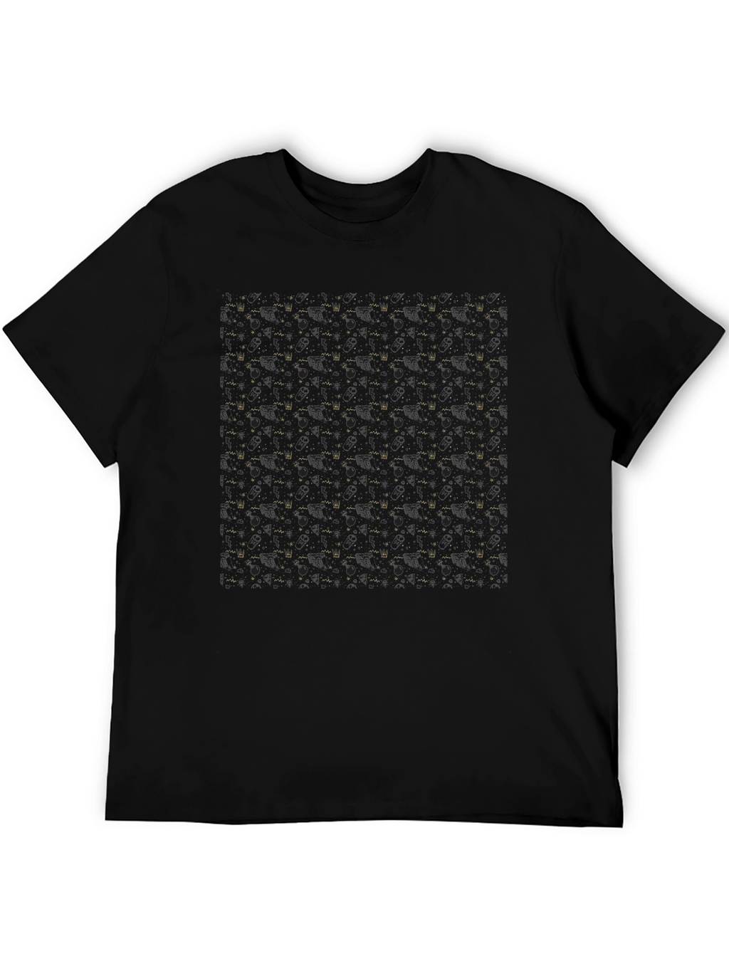Modern Black T-Shirt with Gold Geometric Pattern