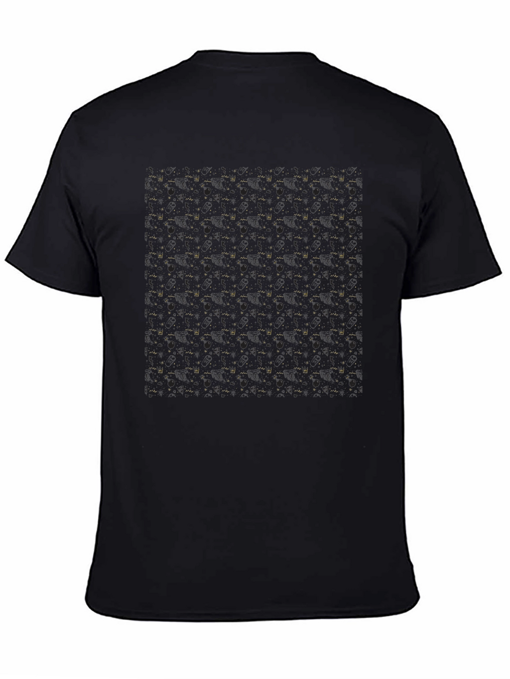 Modern Black T-Shirt with Gold Geometric Pattern