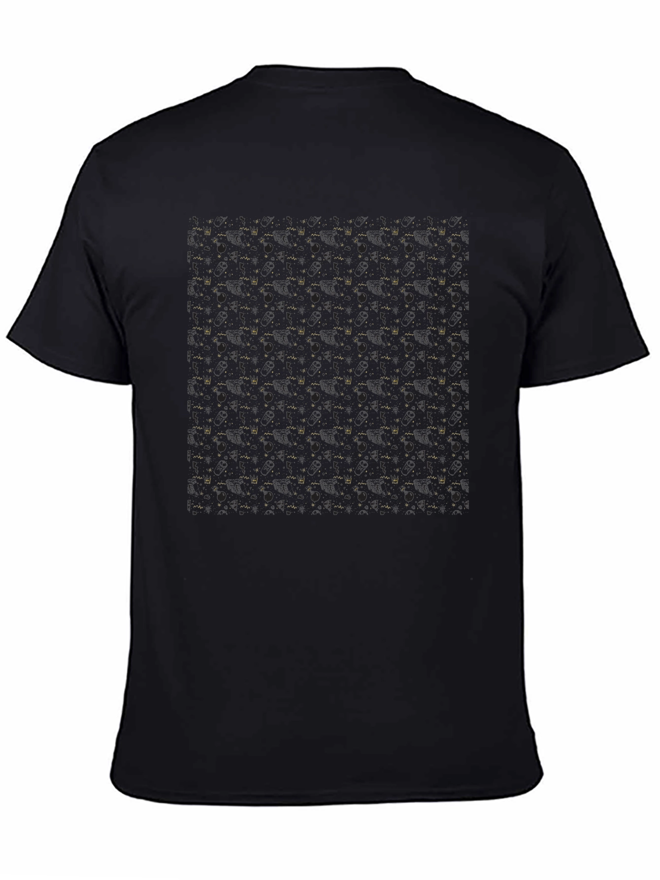 Modern Black T-Shirt with Gold Geometric Pattern