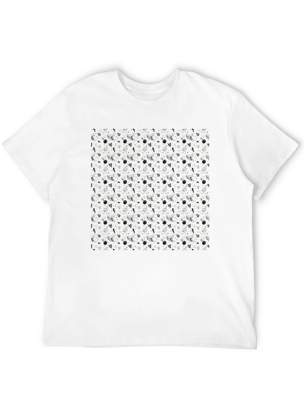 Modern Black T-Shirt with Gold Geometric Pattern