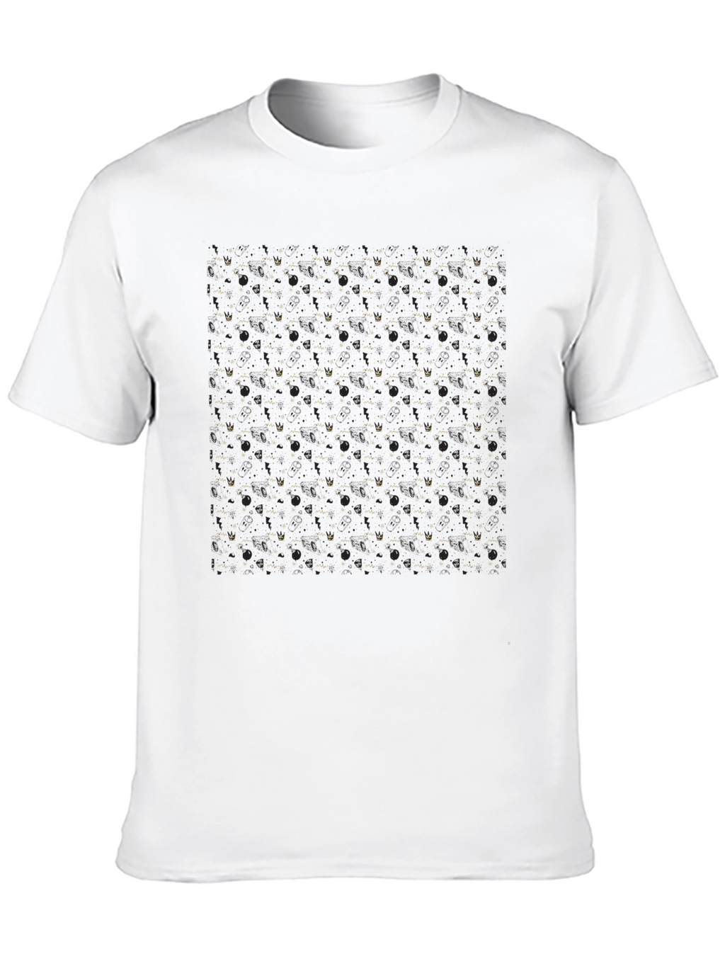 Modern Black T-Shirt with Gold Geometric Pattern