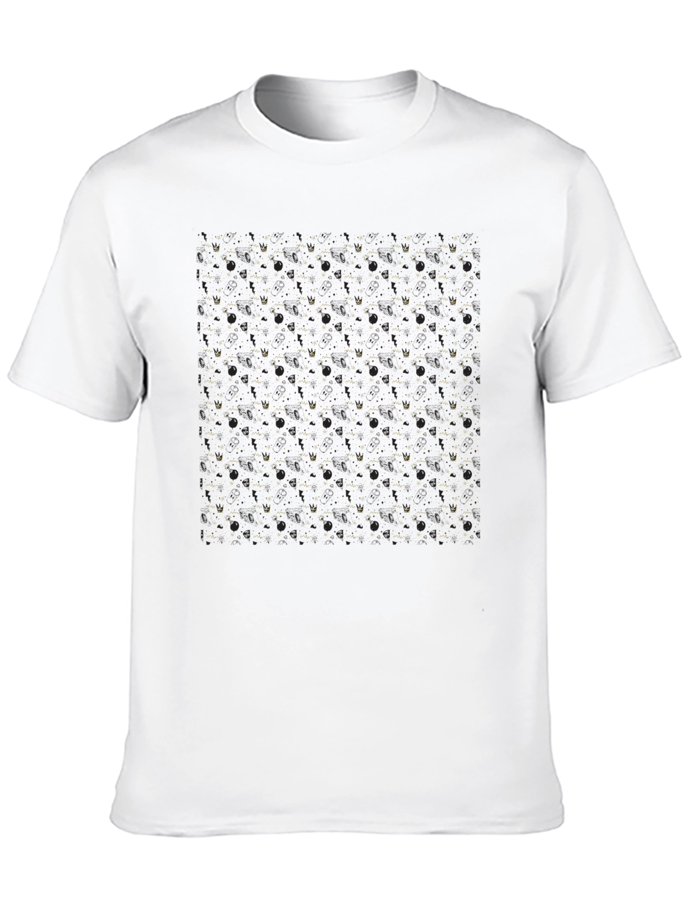 Modern Black T-Shirt with Gold Geometric Pattern