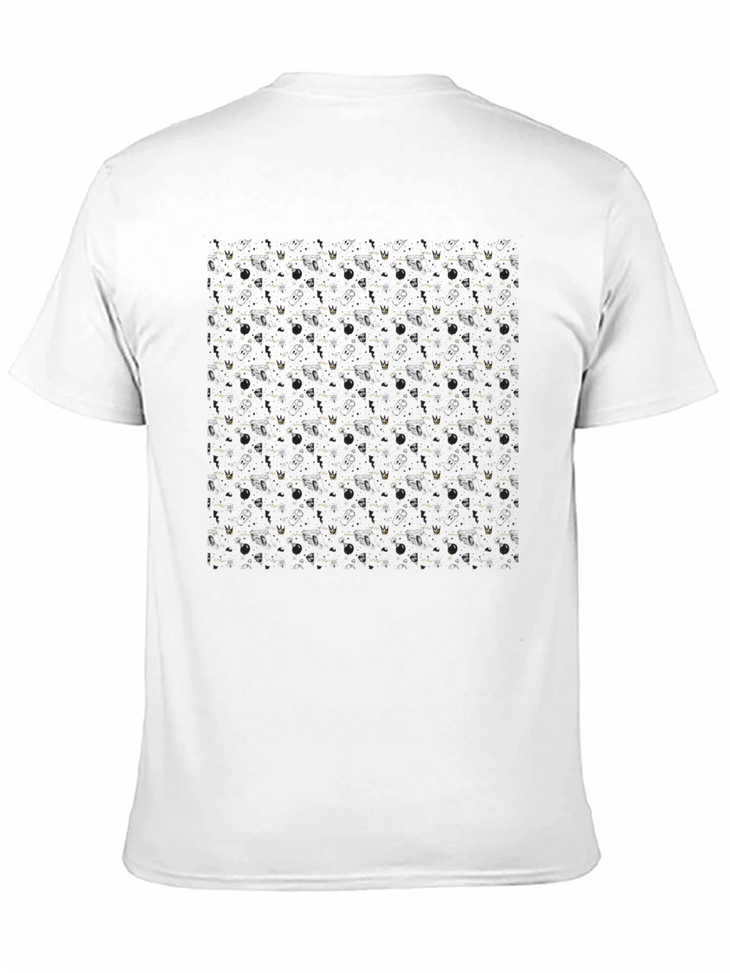 Modern Black T-Shirt with Gold Geometric Pattern