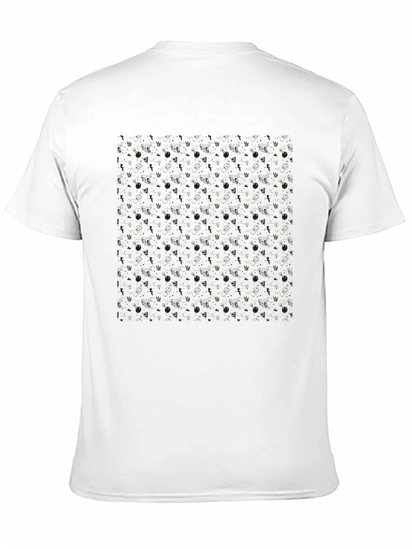 Modern Black T-Shirt with Gold Geometric Pattern