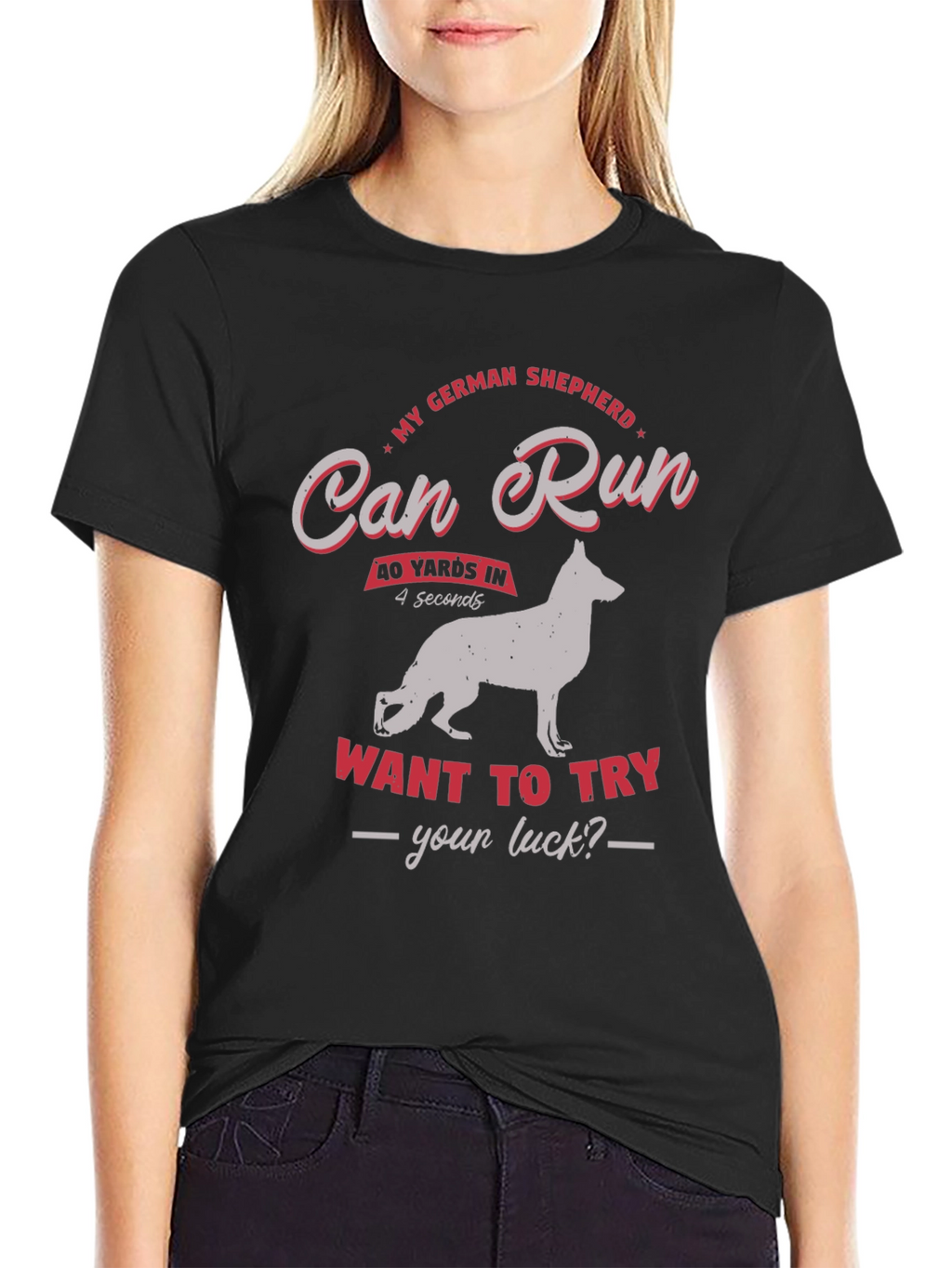 German Shepherd Dog Can Run Mens Graphic T-Shirt