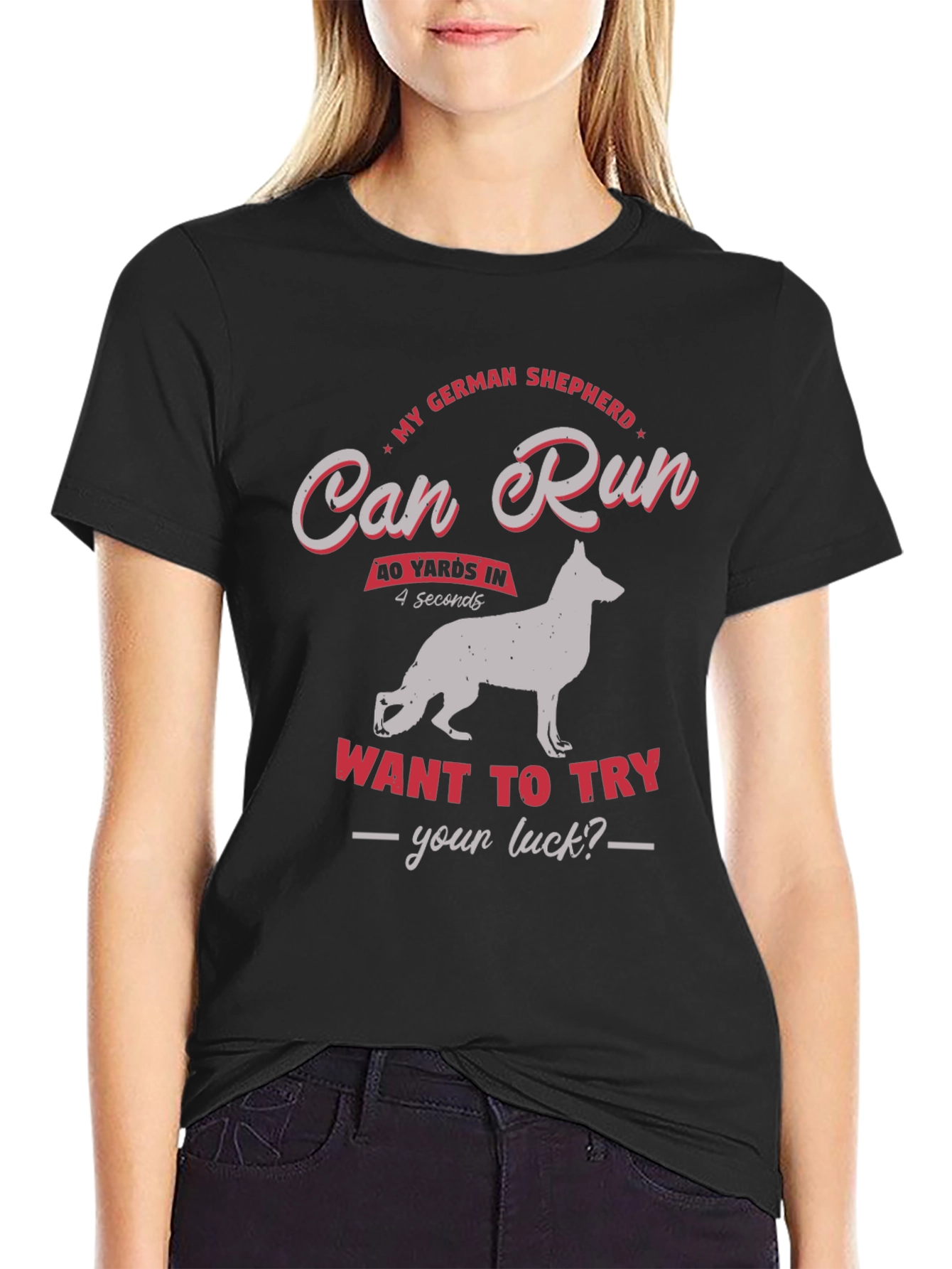 German Shepherd Dog Can Run Mens Graphic T-Shirt