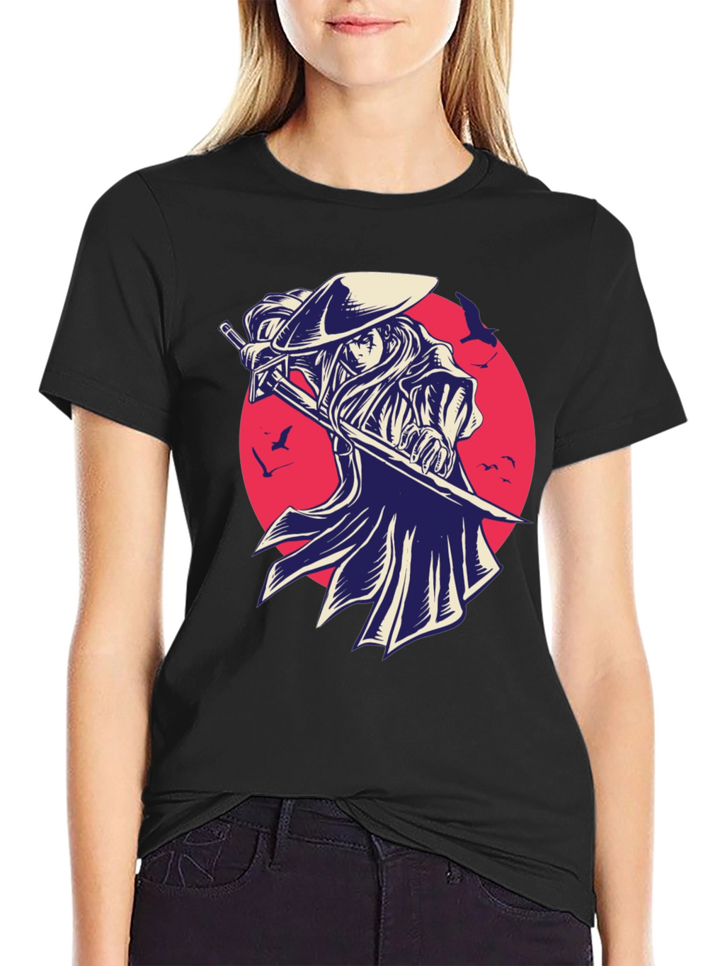 Samurai Graphic Tee - Black Cotton T-Shirt