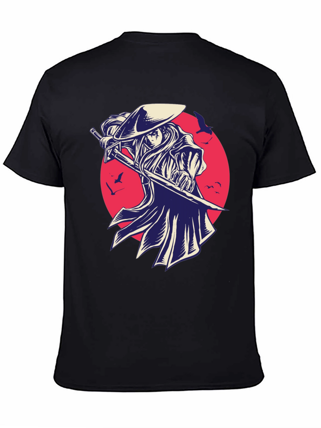 Samurai Graphic Tee - Black Cotton T-Shirt