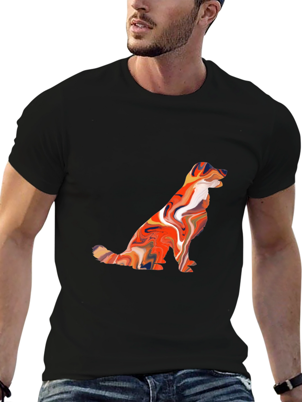 Swirl Dog Graphic Tee - Soft Cotton Casual T-Shirt