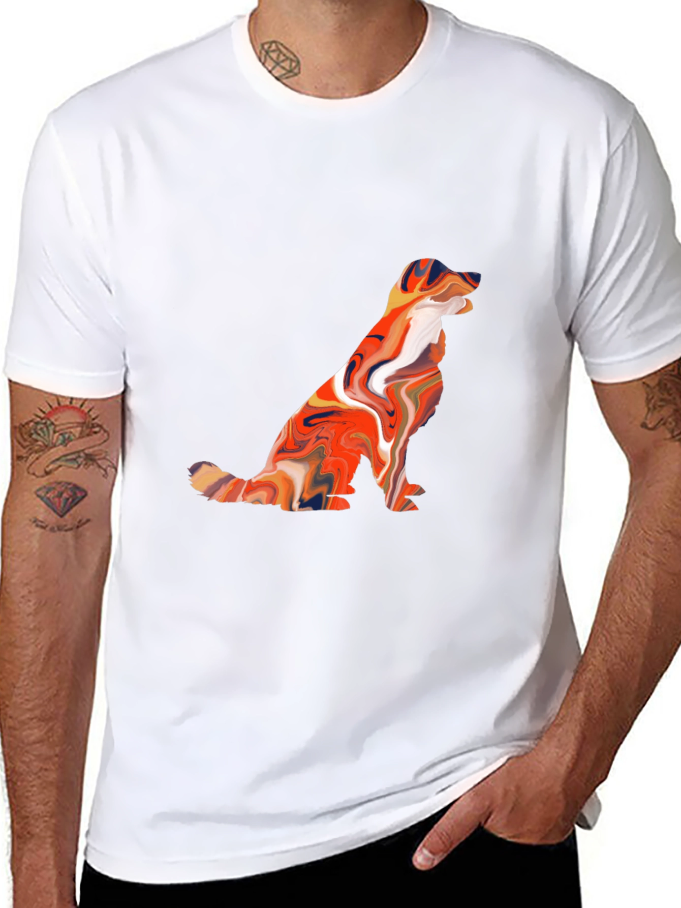 Swirl Dog Graphic Tee - Soft Cotton Casual T-Shirt